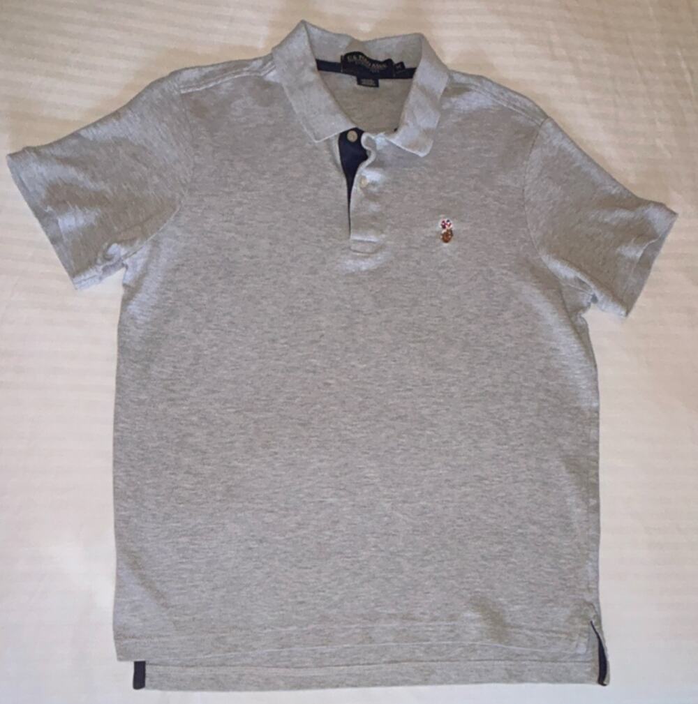 U.S. Polo Assn. Men's Luxury Feel Gray Polo Shirt Medium Short Sleeve Logo Knit